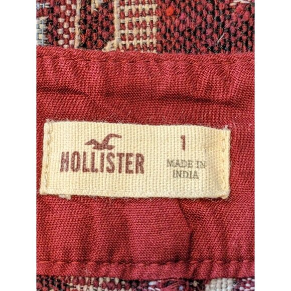 HOLLISTER Maroon Knit Tapestry Shorts BOHO Southwest Juniors Size 1 Festival - Picture 4 of 4